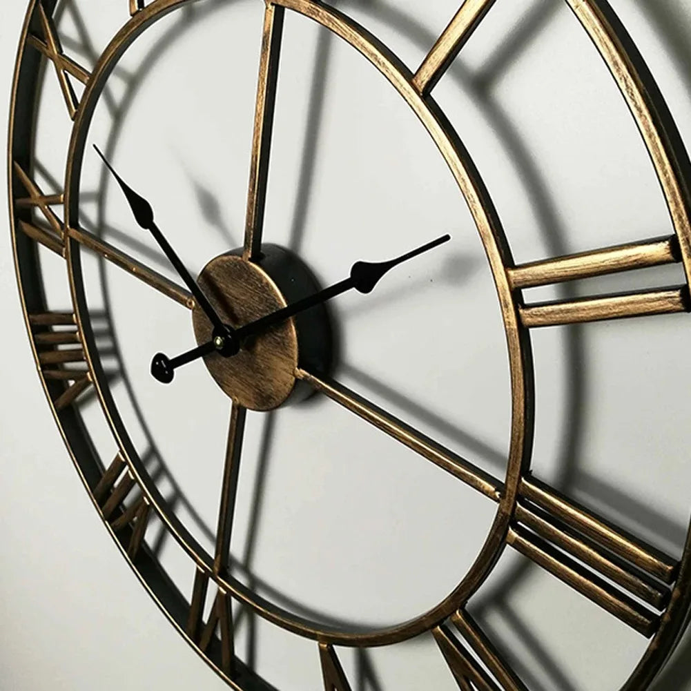 3D Römische Zahlen Metall Wanduhr – Leise Nordische Retro Deko Uhr Kaufschwan®