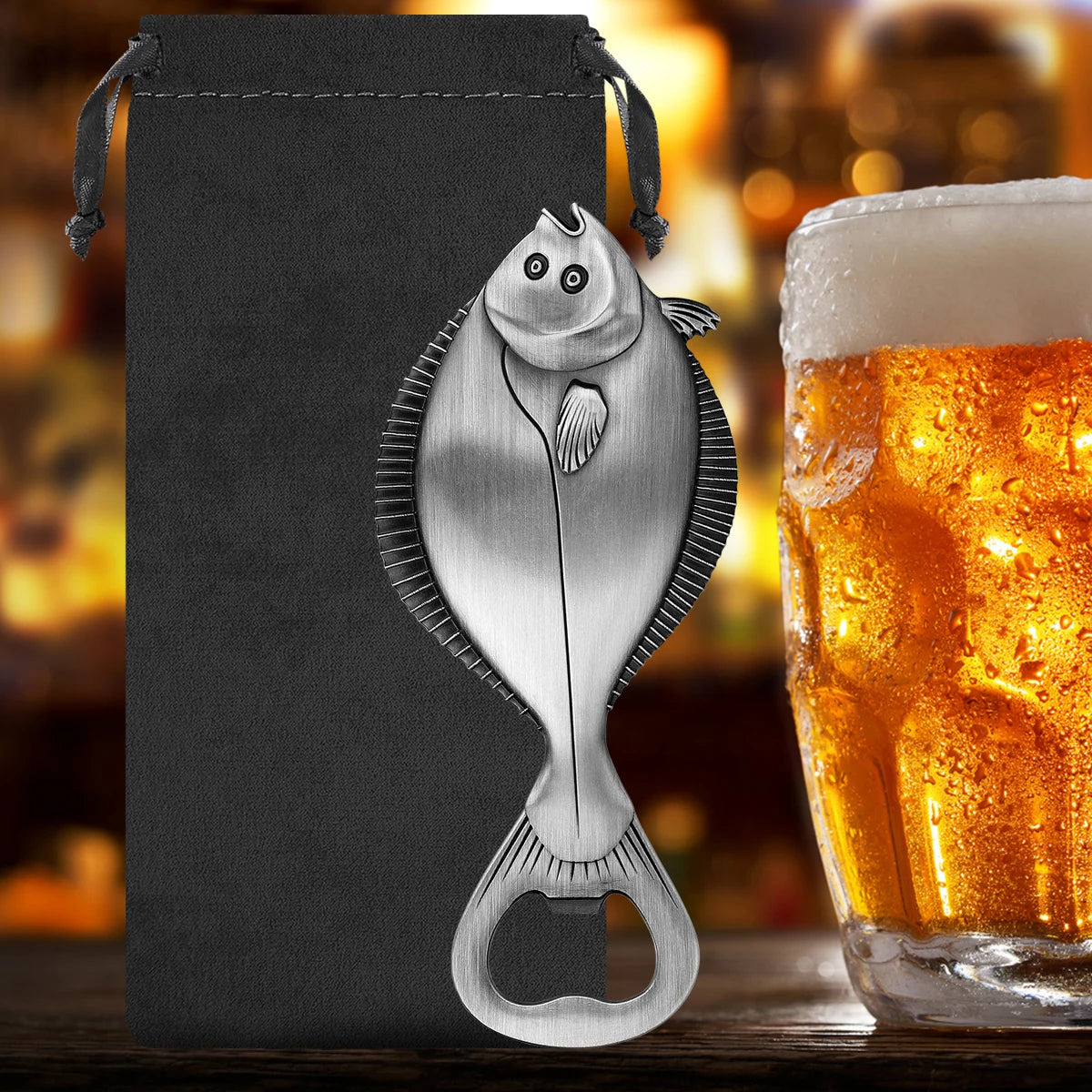 Flunder Fisch Flaschenöffner – Steampunk Metall Design Geschenk für Angler Kaufschwan®