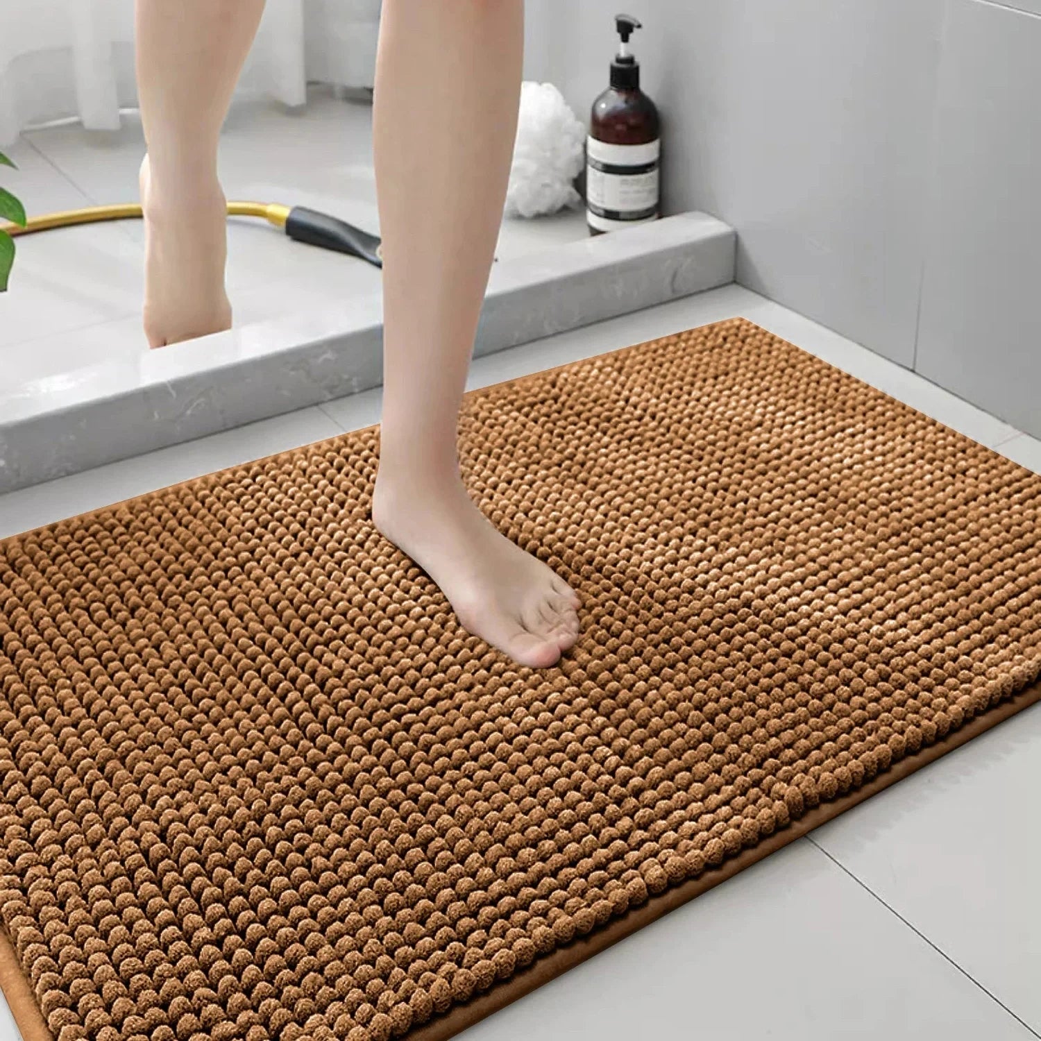 Rutschfeste Badezimmermatte – Saugfähige Fußmatte für Dusche, Toilette und Eingang Kaufschwan® Braun 40X60CM