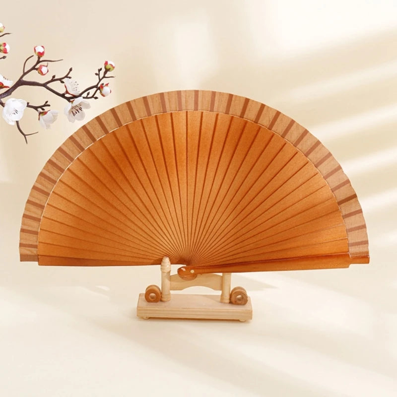 Eleganter Holzfächer | Klassischer Spanischer Faltfächer | Einfarbiger Vintage-Handfächer für Hochzeiten, Partys & Tanzaufführungen Kaufschwan®