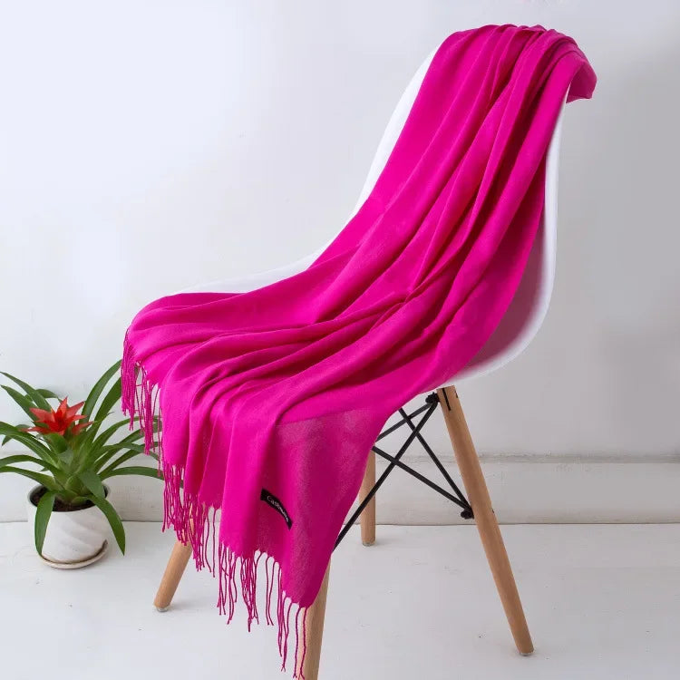 Damen Pashmina Schal | Weich wie Kaschmir | Warmer Winter Schal, Reise- & Büro-Accessoire Kaufschwan® Pink 70x200CM