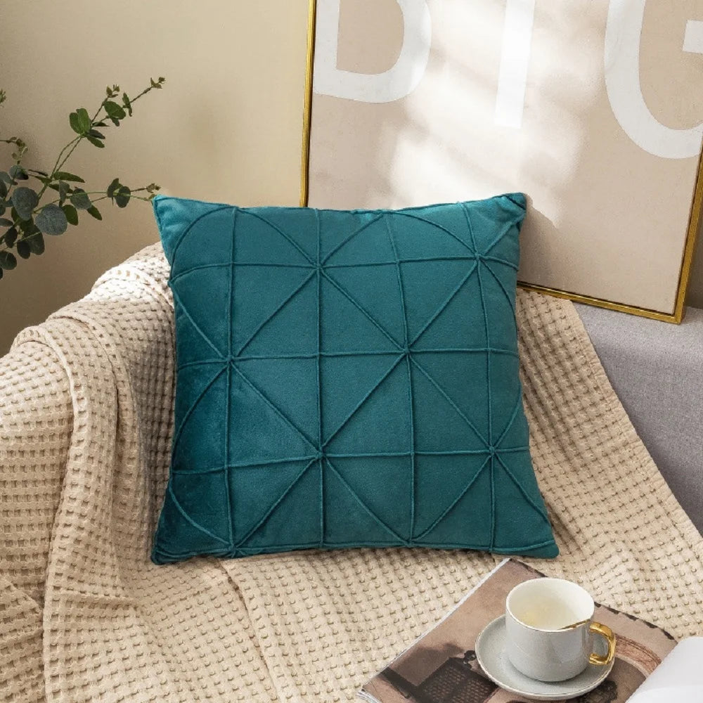 Samt Kissenbezüge | Kariertes Gitter Design | Dekorative Kissenhüllen in Weihnachtsrot für Sofa & Wohnkultur Kaufschwan® Grün 45x45cm 2er Set