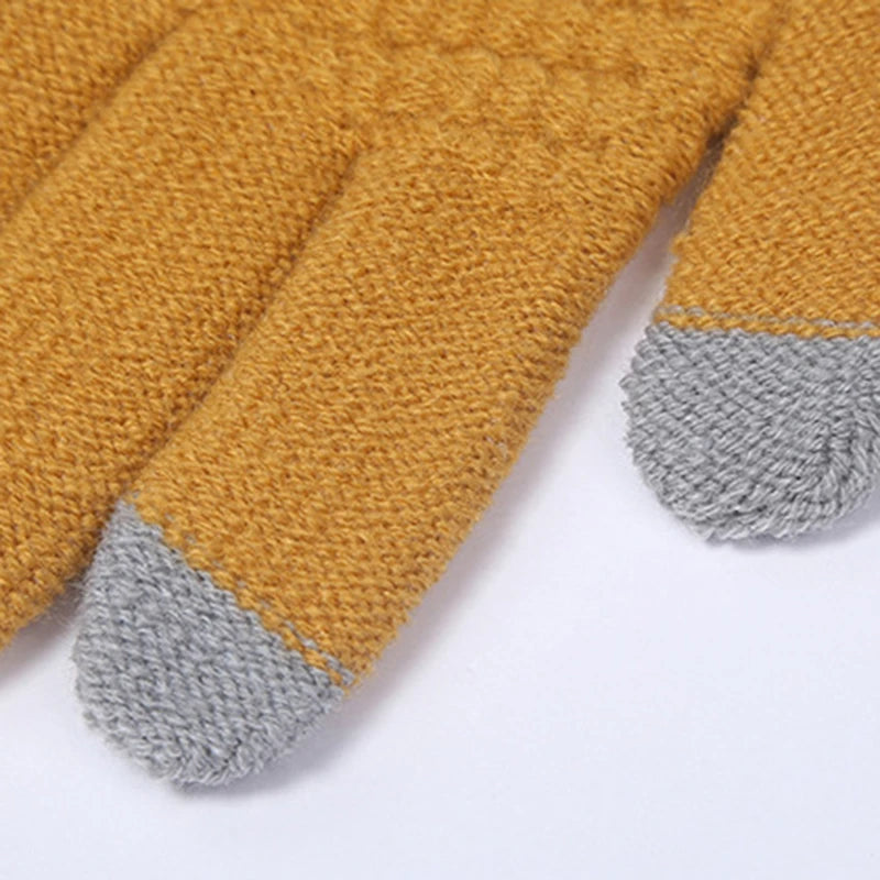 Winter Touchscreen Strickhandschuhe – Warme Unisex Vollfinger Handschuhe | Verdickte Strickhandschuhe aus Kunstwolle für Damen & Herren Kaufschwan®