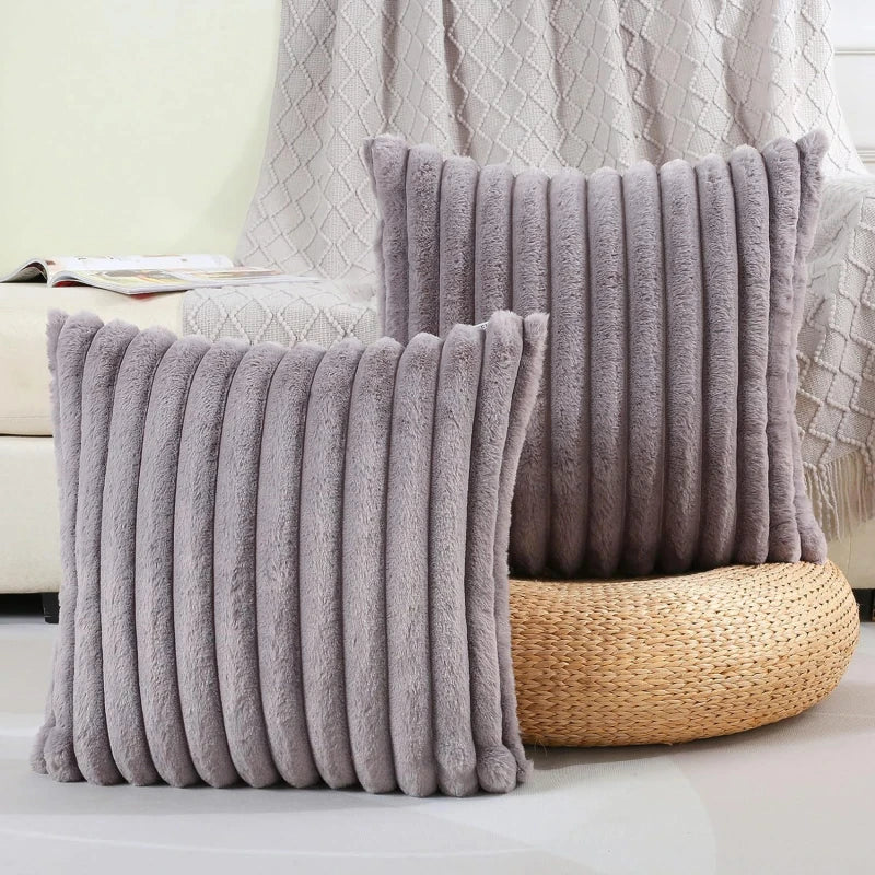 Weiß & Rosa Dekorativer Kissenbezug | Flauschiger Weicher Überwurf für Sofa, Couch & Wohnkultur | 45x45cm Kaufschwan®