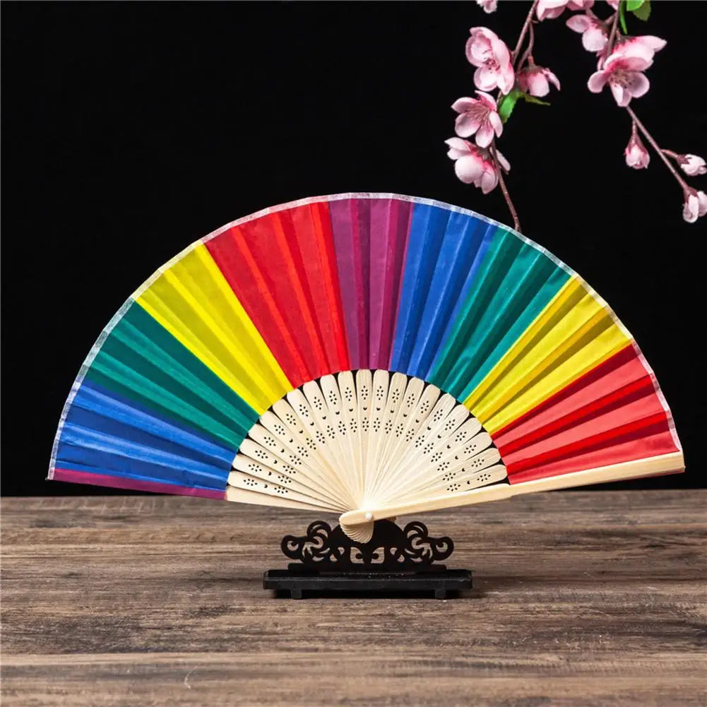 Regenbogen Faltfächer | Bambusrahmen | Wasserdicht & Bunte Farben | Handfächer für Zuhause & Veranstaltungen Kaufschwan®
