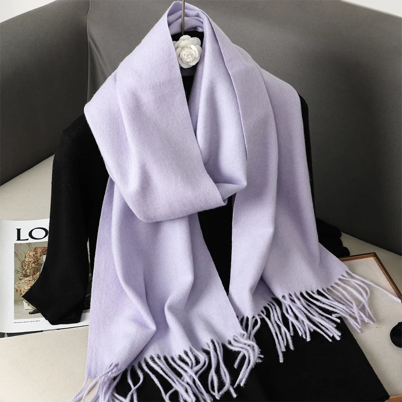 Bunte Winter Schals für Damen | Langer Kaschmir-Optik Wärmeschal | Einfarbig Hijab, Umschlagtuch & Pashmina Kopftuch