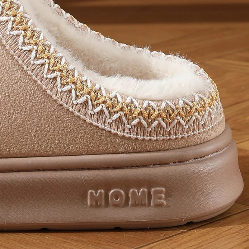 Modische Flauschige Plattform-Pantoffeln für Damen | Winter Plüsch & Warme Baumwollschuhe | Bequeme Rutschfeste Unisex Hausschuhe Kaufschwan®
