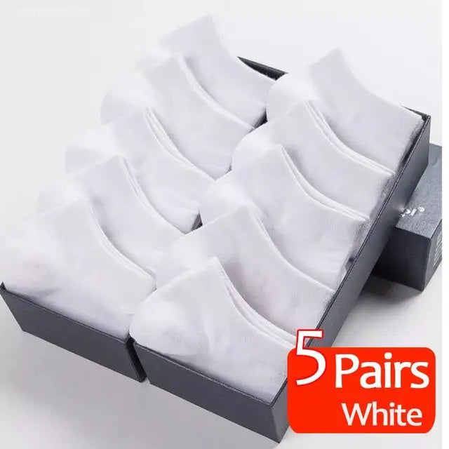5 Paare Herren Schwarze Bootssocken | Einfarbig Atmungsaktiv Bequem Hochwertige Knöchelsocken Kaufschwan®