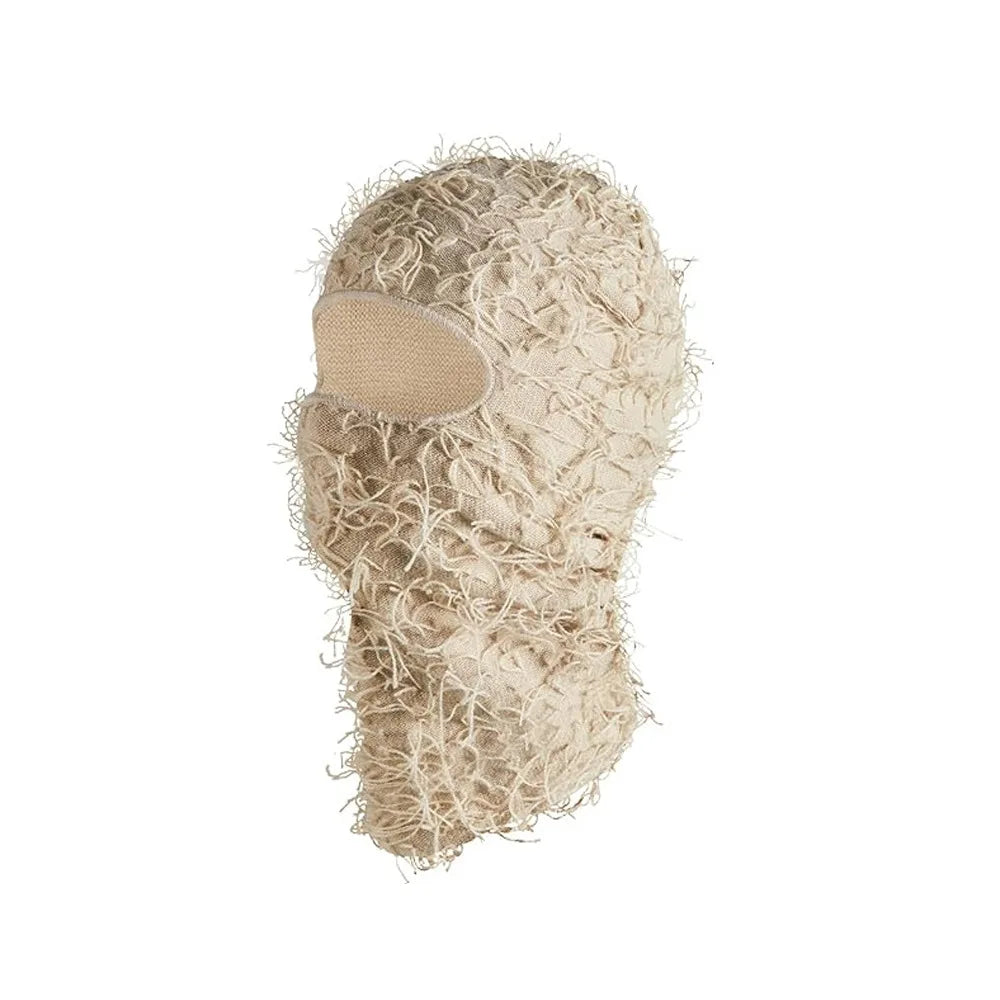 Motorrad Hip-Hop Balaclava – Gestrickte Vollgesichts-Skimütze im Used-Look | Damen Outdoor Camouflage Fuzzy Beanie Wintermütze