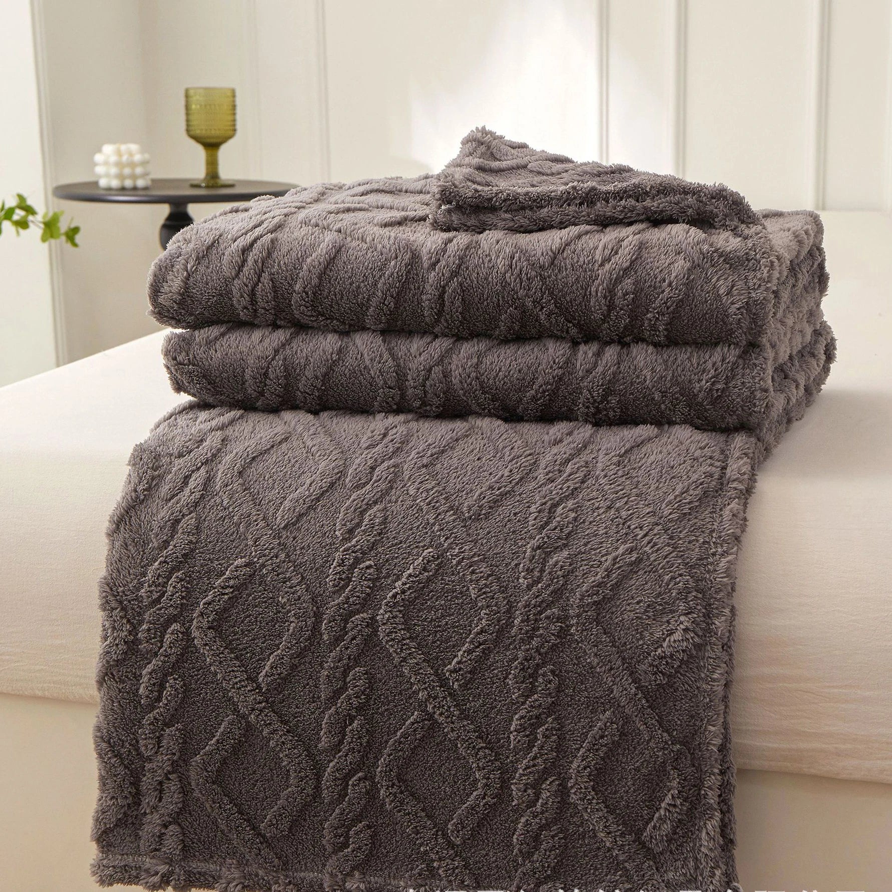 Sherpa Decke – Weicher, dicker und warmer Fleece Überwurf für Zuhause, Sofa, Neugeborene, Kinderbettwäsche & Reise Kaufschwan® Dunkelgrau 150x200cm