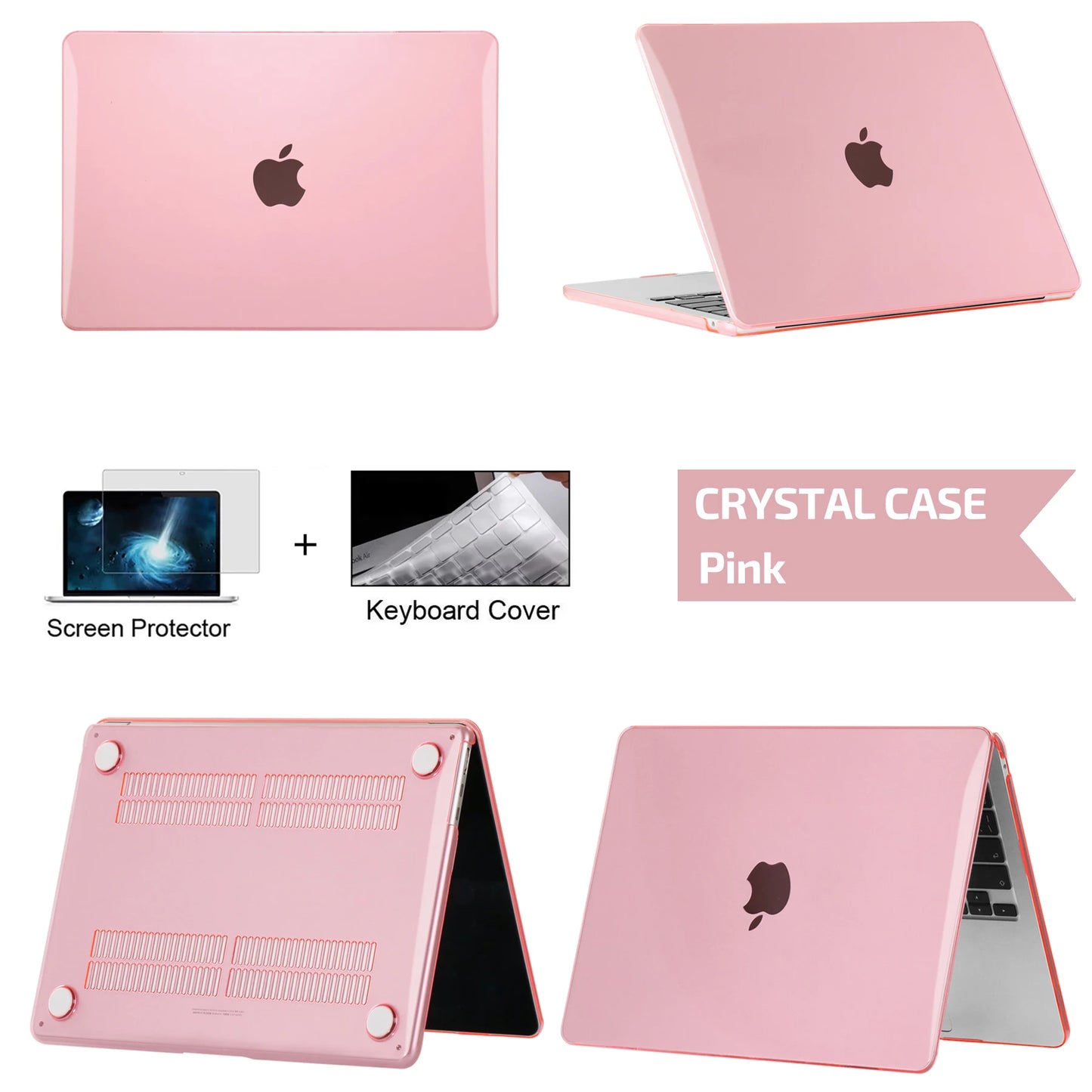 Laptop Hülle für MacBook Air & Pro – Schlanke Stoßfeste Hartschalen Schutzhülle Kaufschwan® Kristallrosa Neo A3404