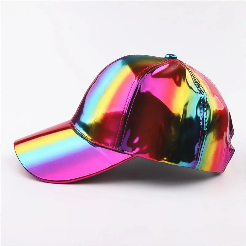 Unisex PU Rainbow Farbwechsel Baseballkappe | Fashion Erwachsenen Laser Hip Hop Kappe | Outdoor Freizeit Snapback Glänzende Party Kappe Kaufschwan®