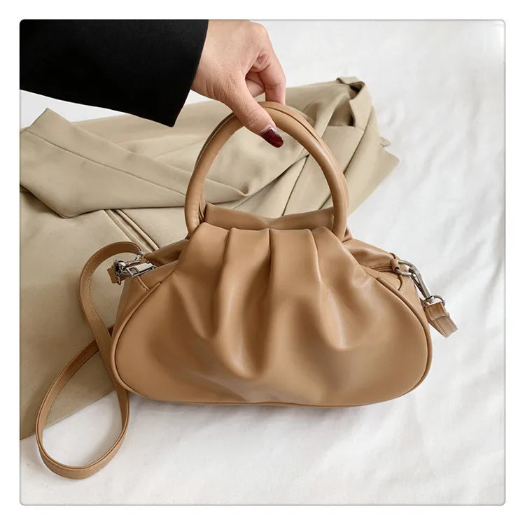 Retro Schultertasche mit Falten-Design – Mehrfarbige Damen Crossbody Handtasche & Elegante Top-Handle Bag