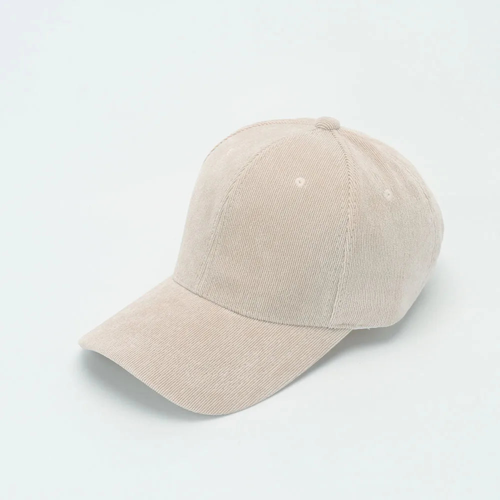 Corduroy Baseballkappe | Damen Retro Einfarbige Dad Hat | Herbst Winter Hüte für Herren & Damen | Unisex Freizeit Gebogener Schirm Kaufschwan® Beige 56-58cm