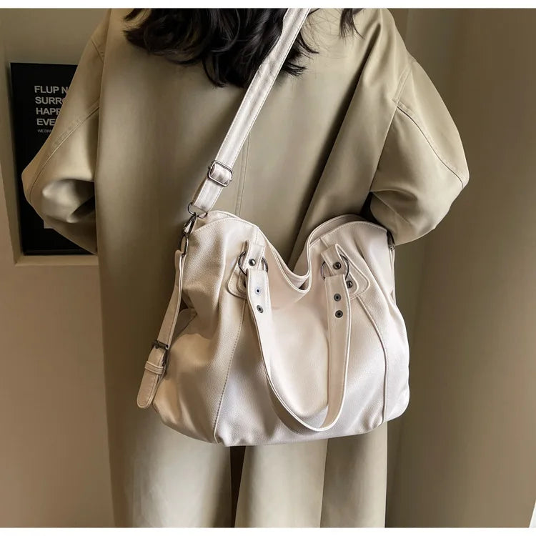 Damen Schultertasche – Hochwertige Kunstleder Handtasche mit Kontrastfarben | Weiches Innenfach & Reißverschluss