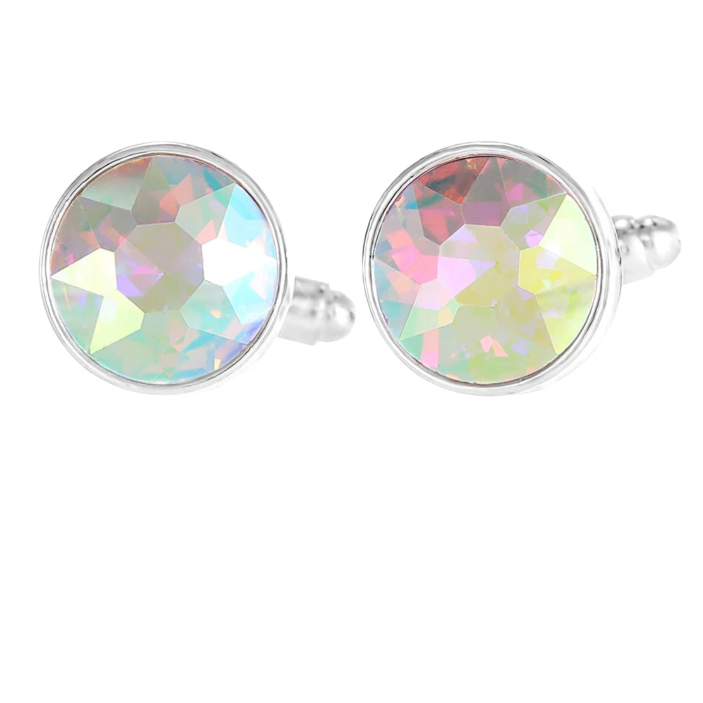 Herren Manschettenknöpfe mit Kristallstein – 18 Farben | Runde Elegante Ärmelknöpfe für Business, Hochzeit & Feier Kaufschwan® Perlweiß