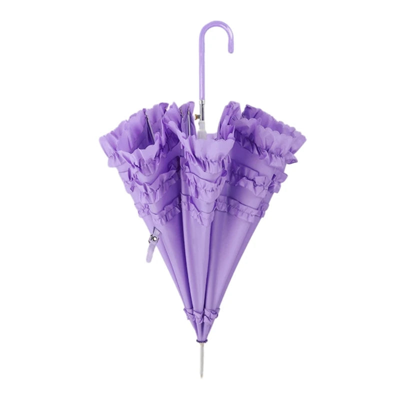 Leichter Sommer & Regen Spitzen Schirm – Sommer Lolita Spitzen-Parasol – Femininer Damen Sonnenschirm, Niedlicher Haushalts-Schirm für Sonne & Stil