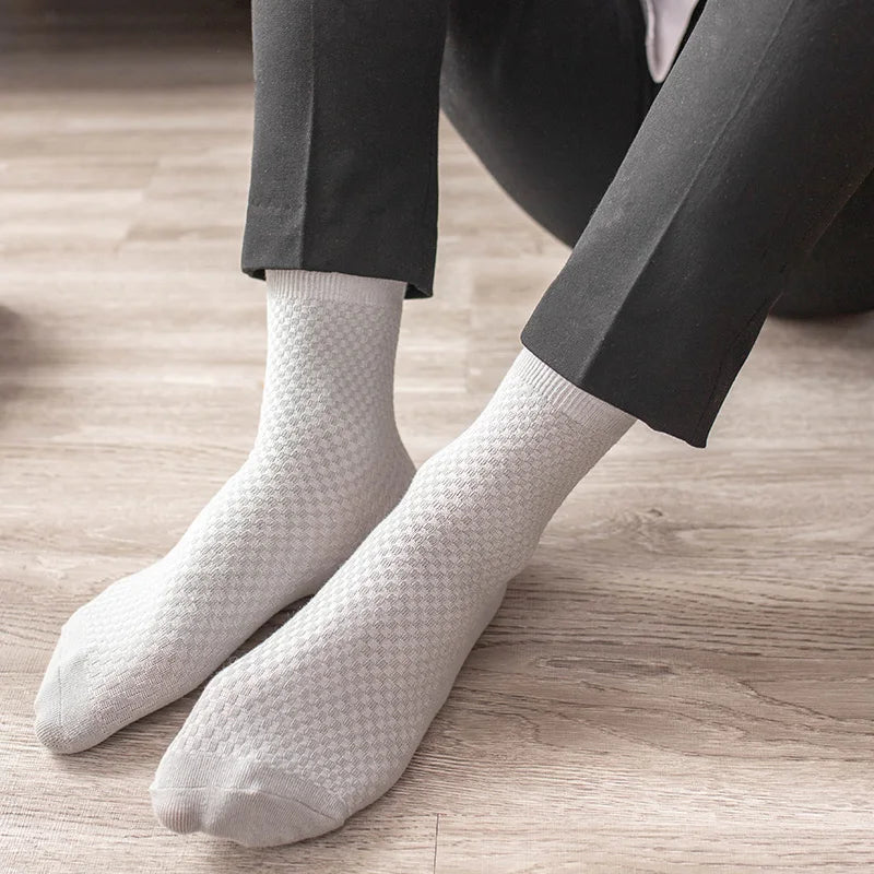5 Paare Herren Bambusfaser Lange Socken | Business Einfarbig Baumwolle Hochwertige Schwarze Socken Kaufschwan®