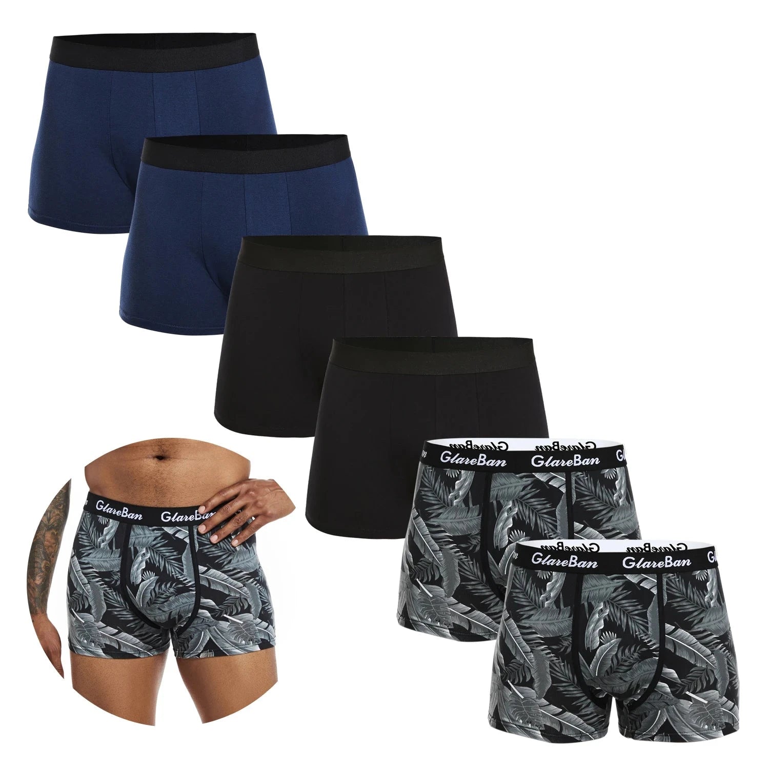 6er-Pack Herren Boxershorts Baumwolle – Luxus Unterwäsche Set | Bequeme Shorts & Unterhosen für Männer Kaufschwan® 6er Set 7 S