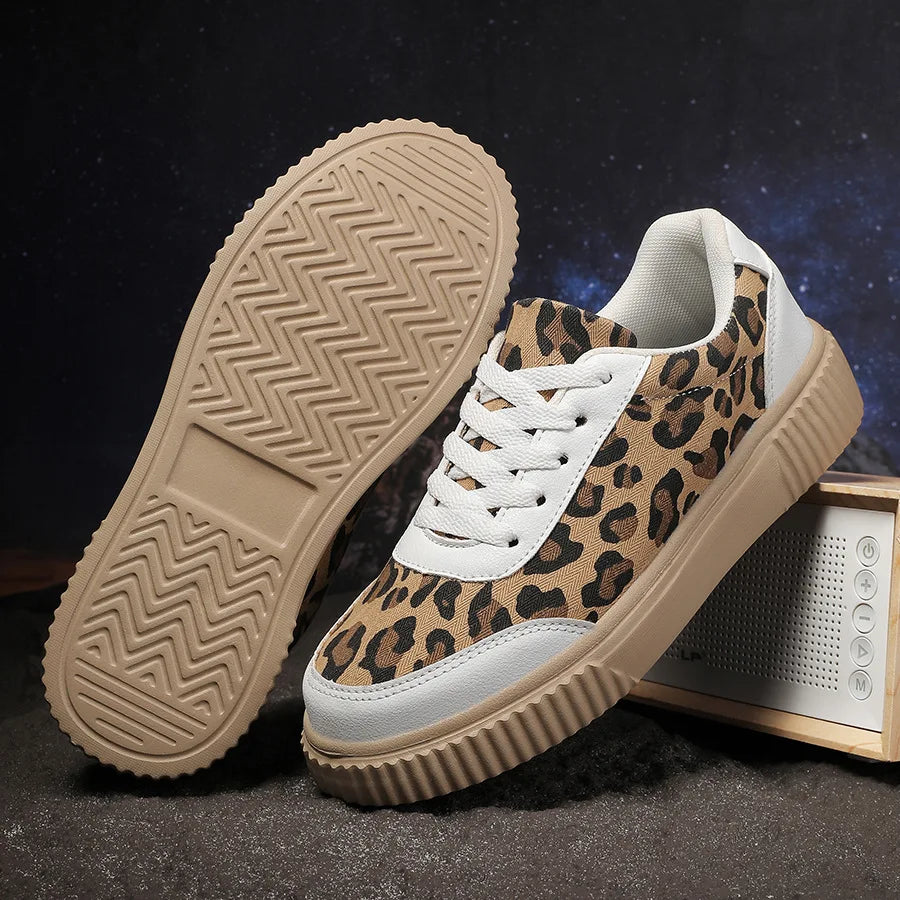 Frühling Damen Sneaker mit Leopardenmuster – Retro Chunky Casual Schuhe | Bequemes Flach-Design & Vielseitige Mode Kaufschwan®