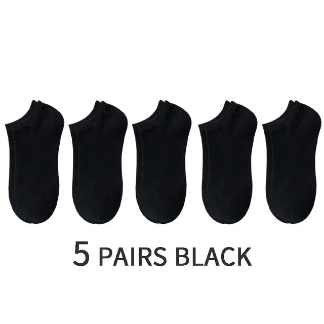 5 Paare Herren Schwarze Bootssocken | Einfarbig Atmungsaktiv Bequem Hochwertige Knöchelsocken Kaufschwan® 5 Paare schwarz Einheitsgröße