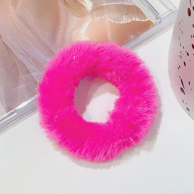Bunte Flauschige Haargummis | Plüsch-Scrunchies für Damen & Mädchen | Weiche Elastische Pferdeschwanzhalter