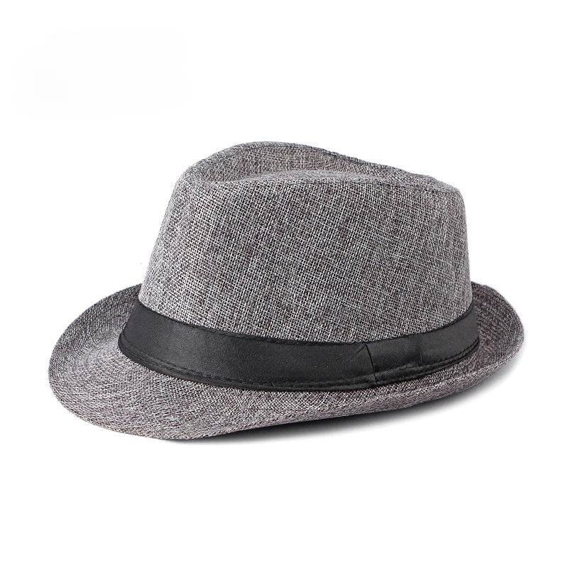 Jazz Fedora Hut – Strand Leinen Top Hat für Herren & Damen, Frühling & Sommer, Sonnenschutz Outdoor Kaufschwan® Dunkelgrau