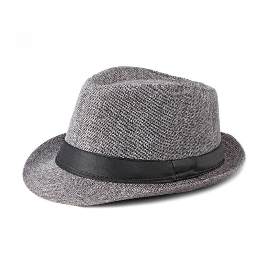 Jazz Fedora Hut – Strand Leinen Top Hat für Herren & Damen, Frühling & Sommer, Sonnenschutz Outdoor Kaufschwan® Dunkelgrau