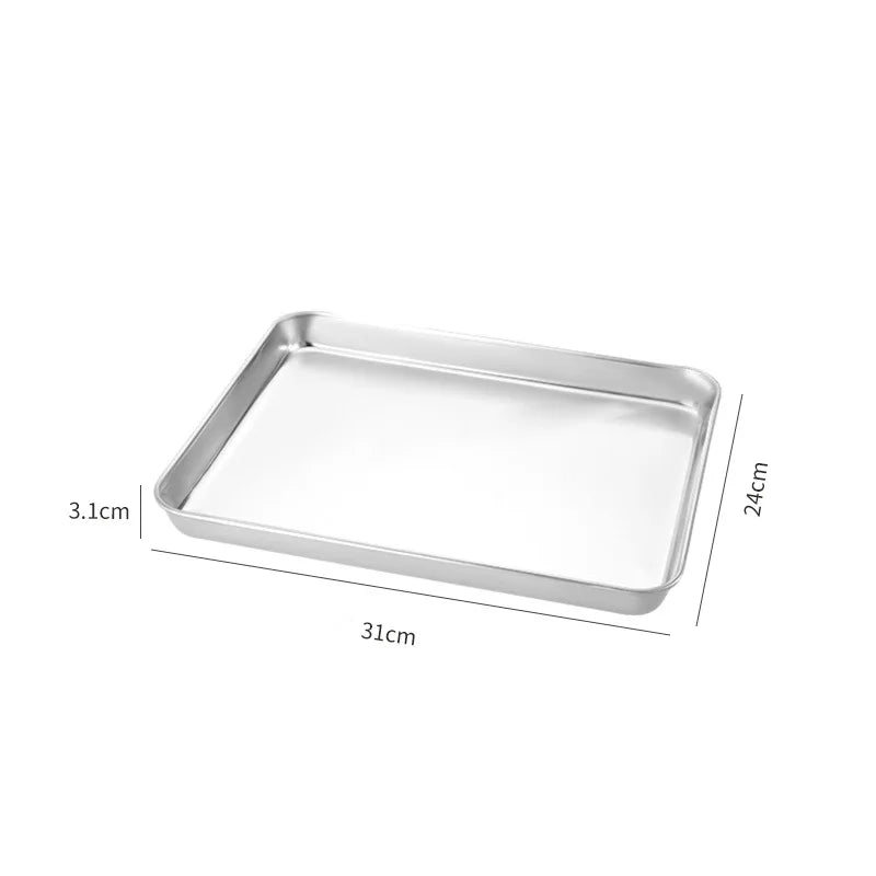 Rechteckiges Edelstahl-Serviertablett für Küche – Metall-Foodtray & Dinnerware-Teller für Wurst, Nudeln, Obst, Restaurant & Hotel Kaufschwan® 31cm