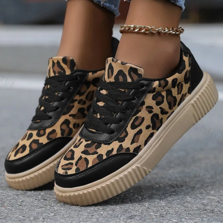 Frühling Damen Sneaker mit Leopardenmuster – Retro Chunky Casual Schuhe | Bequemes Flach-Design & Vielseitige Mode Kaufschwan®