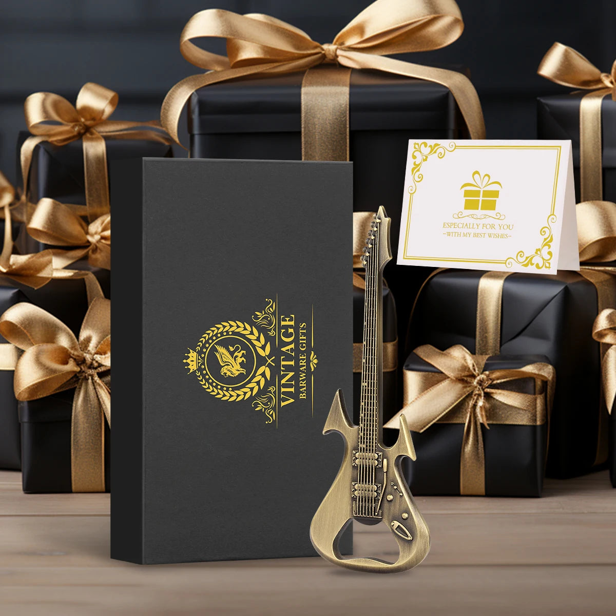 Gitarren Flaschenöffner aus Metall – Bronze/Grau Geschenk für Musikliebhaber Kaufschwan®