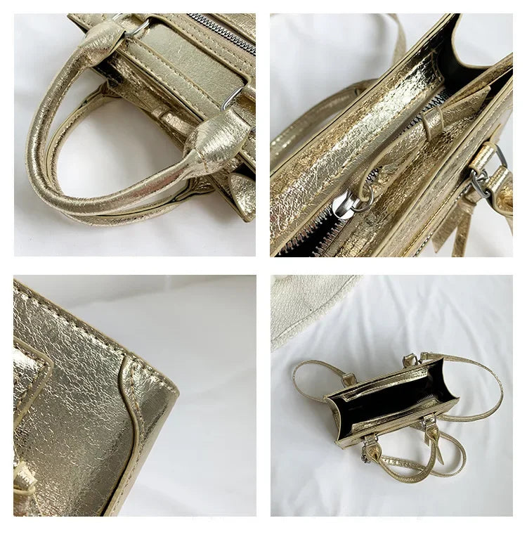 Glänzende Lackleder Crossbody Tasche – Damen Schulter Handtasche im Weichen Quadratischen Design mit Reißverschluss & Polyesterfutter Kaufschwan®