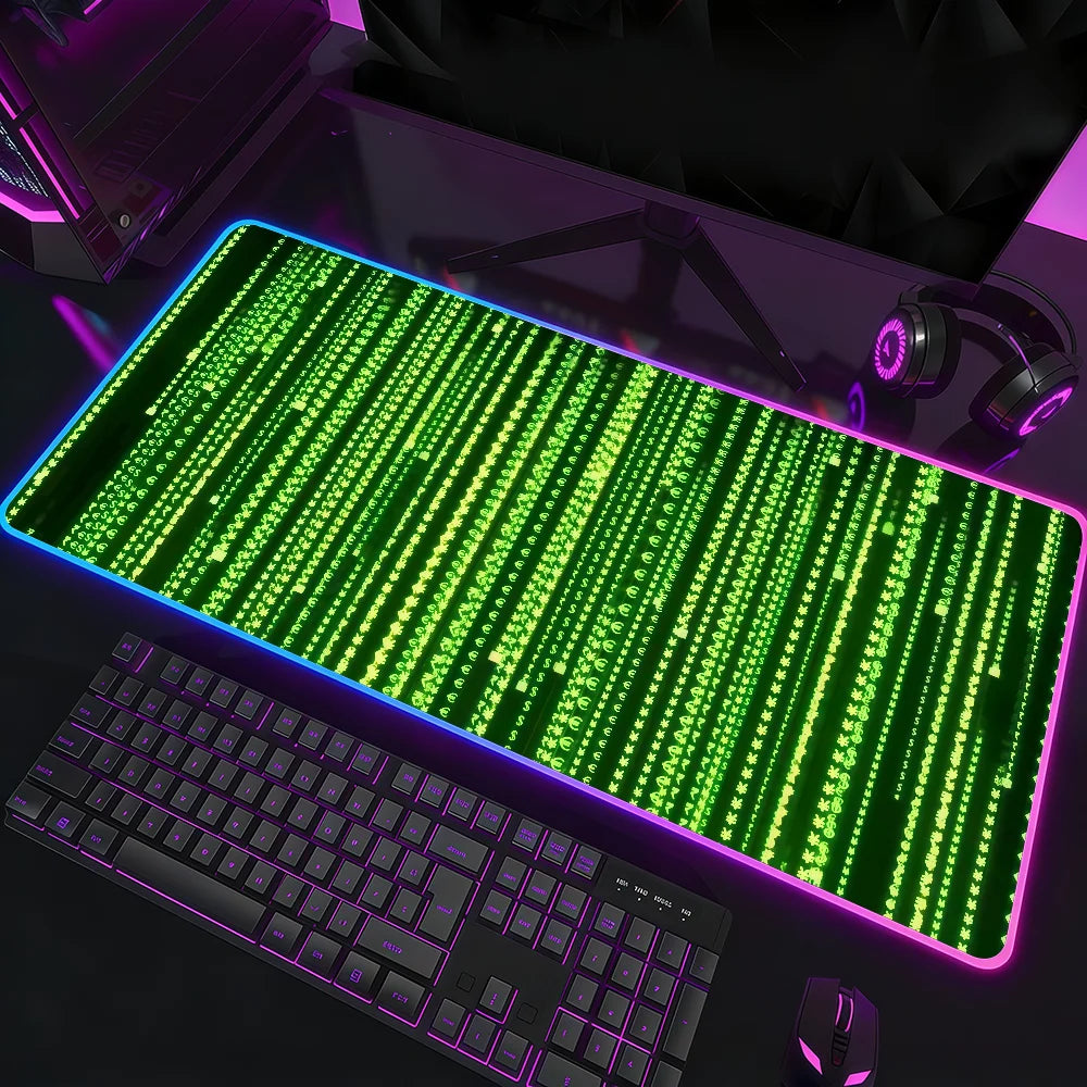 Hacker Code Art RGB LED Mauspad – Großes XXL Rutschfestes Gaming Schreibtischmatte aus Gummi für Tastatur und Computer Kaufschwan® z4 RGB250x350x3mm