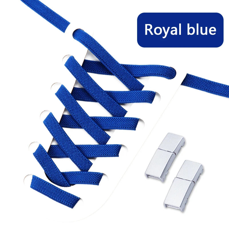 Magnetische Lock-Schnürsenkel – 8mm Breite Flache Elastische No-Tie Laces | Einfaches Schuhzubehör für Sneaker & Tennisschuhe Kaufschwan® Königsblau 100cm