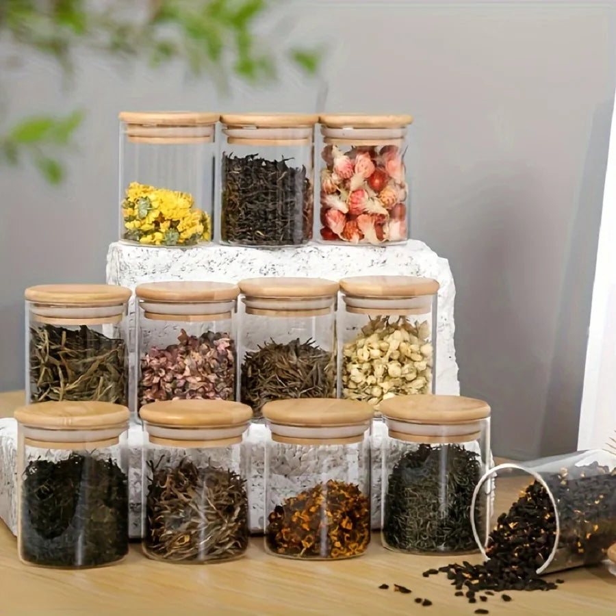 12-teiliges Glas Vorratsdosen Set – Gewürzgläser mit Luftdichtem Decke – Kaufschwan®