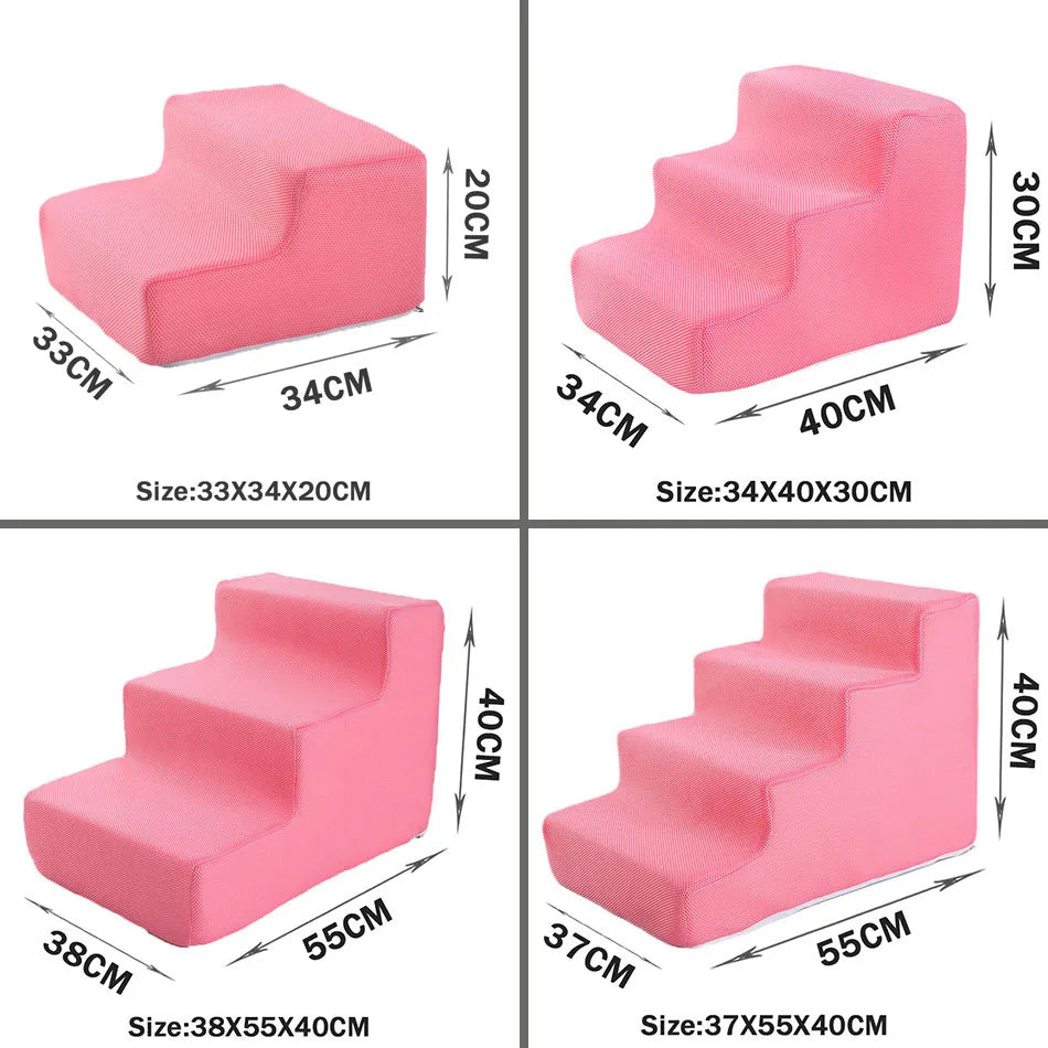 3-Stufen Haustiertreppe – Rutschfeste Abnehmbare Hunde- & Katzenleiter für Bett und Sofa Kaufschwan® Pink 2 Stufen (33X34X20CM)
