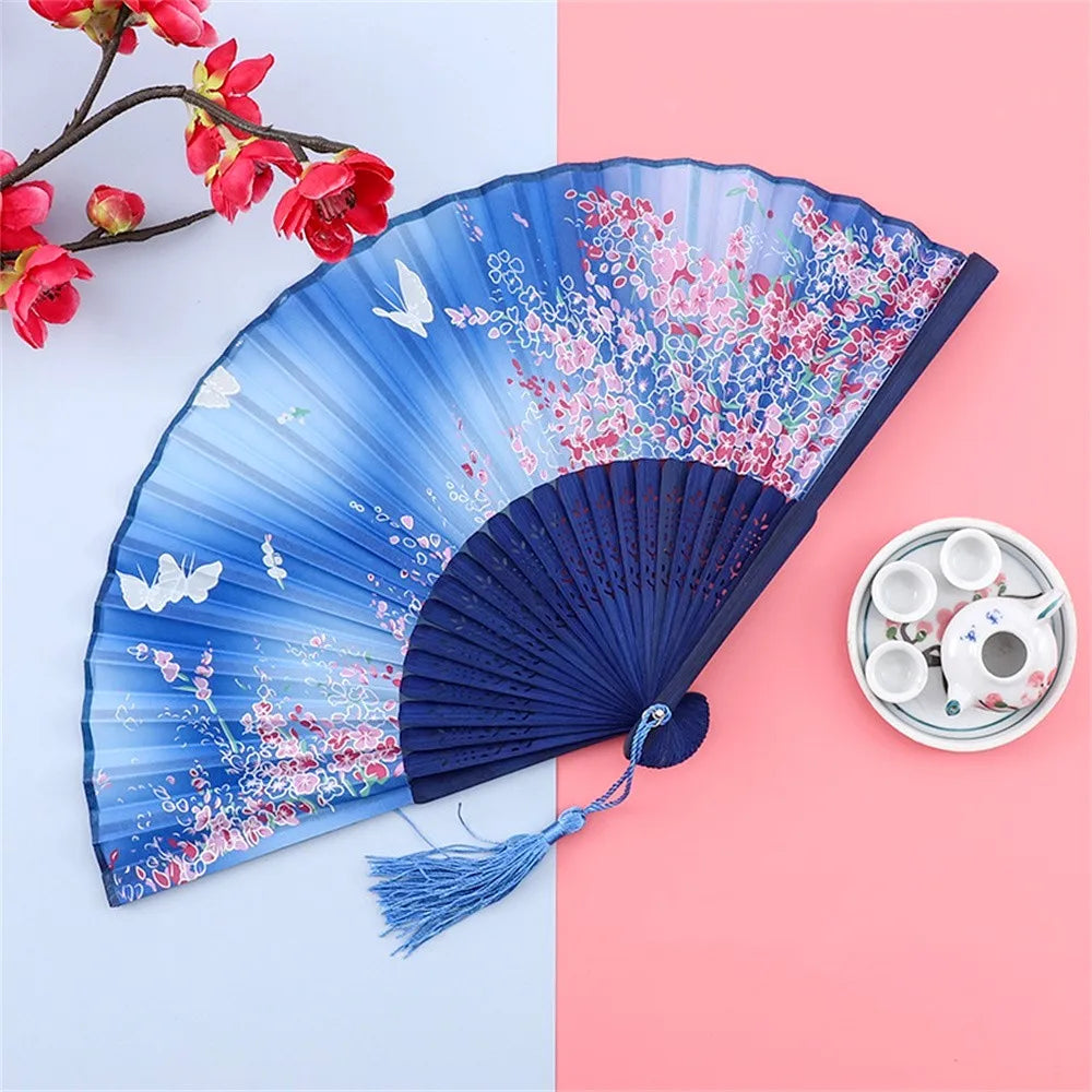 Vintage Seiden-Faltfächer | Chinesische & Japanische Bambusfächer | Tanzrequisiten | Heimdekoration & Geschenke Kaufschwan®