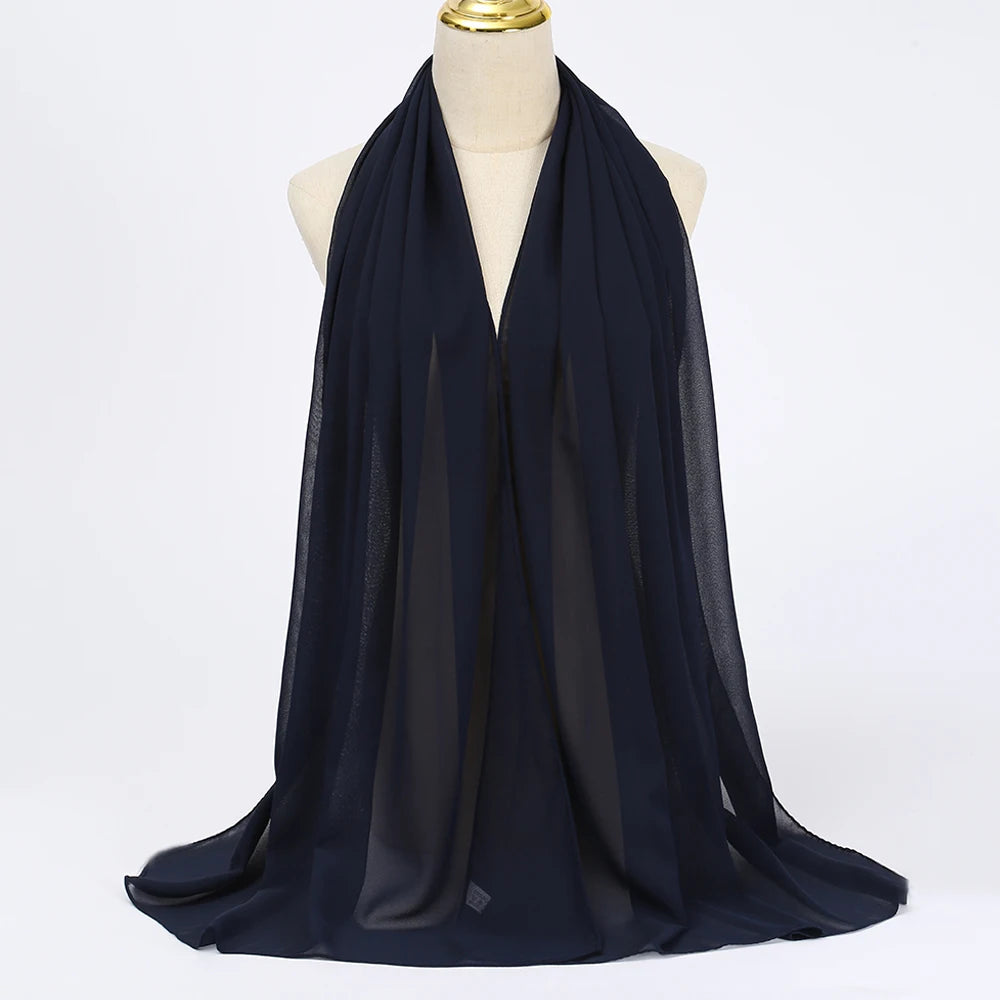 Muslimischer Chiffon Hijab Schal – Damen Langer Einfarbiger Kopf Schal | Eleganter Jersey Schleier & Modisches Umschlagtuch
