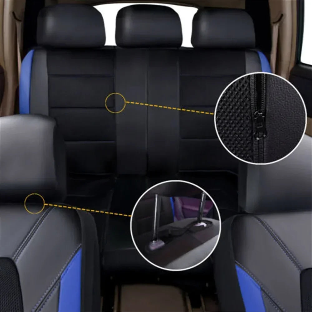 Universelles PU-Leder Autositzbezug-Set – Vollschutz für vorne & hinten, passend für 5-Sitzer Autos & LKWs Kaufschwan®
