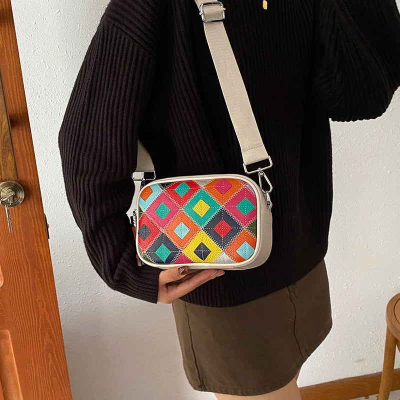 Kleine Bunte Ledertasche – Luxus Damen Handtasche, Crossbody & Schultertasche in Hochwertiger Verarbeitung Kaufschwan®