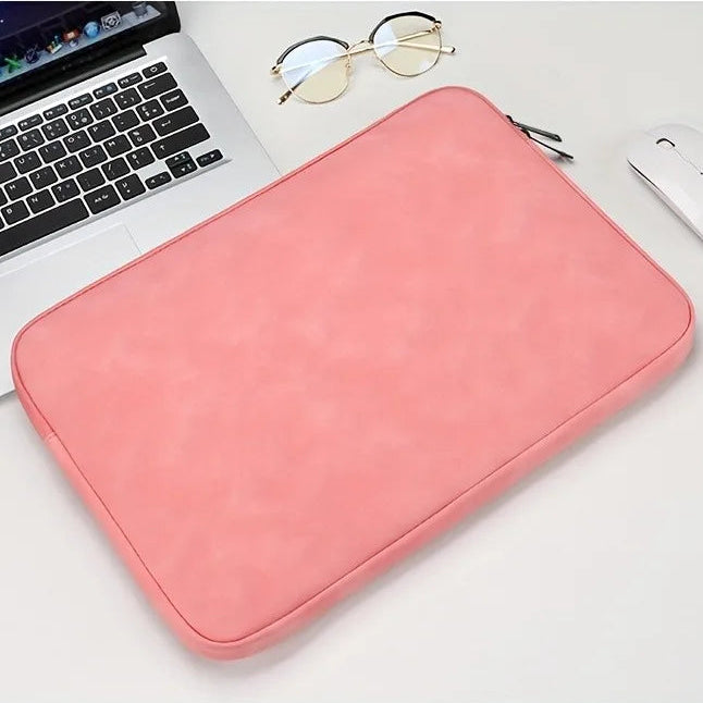 PU Leder Laptop Tasche – Schlanke Schutzhülle & Tablet Tasche für MacBook & Laptops Kaufschwan® Rosa 15 Zoll