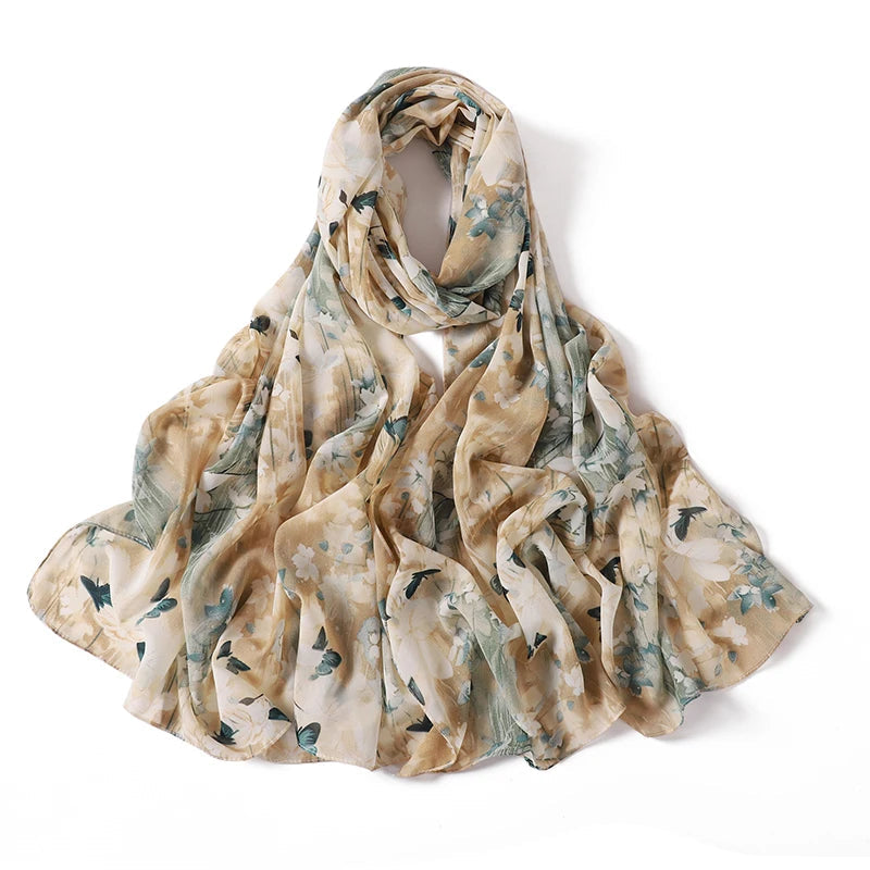 Sommer Boho Chiffon Hijab – Leopard & Aquarell Muster | Ultraleichter Atmungsaktiver Muslimischer Schal für Strand & Reisen Kaufschwan®
