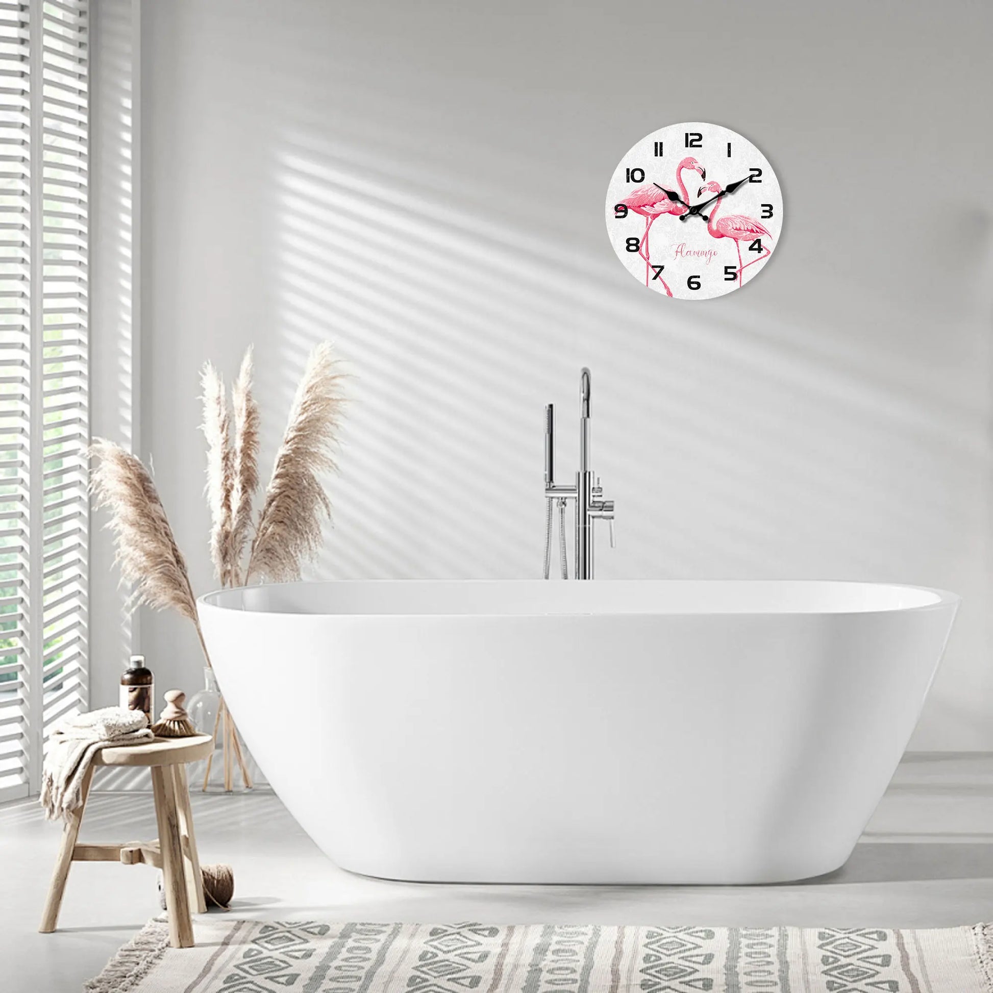 Rosa Flamingo Holz Wanduhr – Leise Quarz Deko Uhr Kaufschwan®