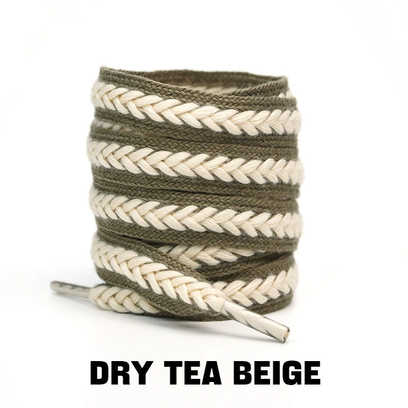 Flache Baumwoll-Schnürsenkel – 1,5cm Breite Premium Laces für Sneaker & Freizeitschuhe | 100/120/140/160cm Seil-Design, 1 Paar