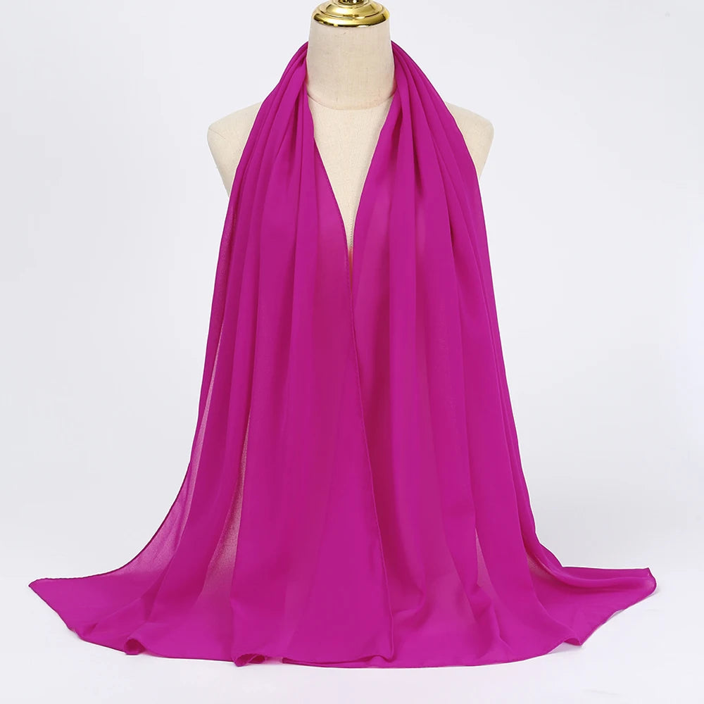 Muslimischer Chiffon Hijab Schal – Damen Langer Einfarbiger Kopf Schal | Eleganter Jersey Schleier & Modisches Umschlagtuch