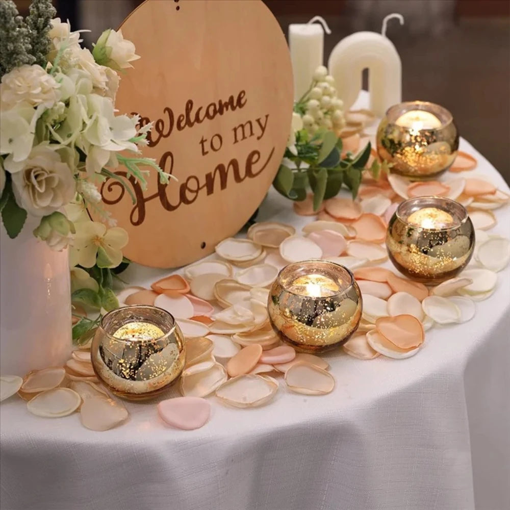 6 / 12 Stück Mercury Glas Teelichthalter – Bunte Kreative Kerzenhalter für Wohndeko, Hochzeit & Party Tischdekoration Kaufschwan®