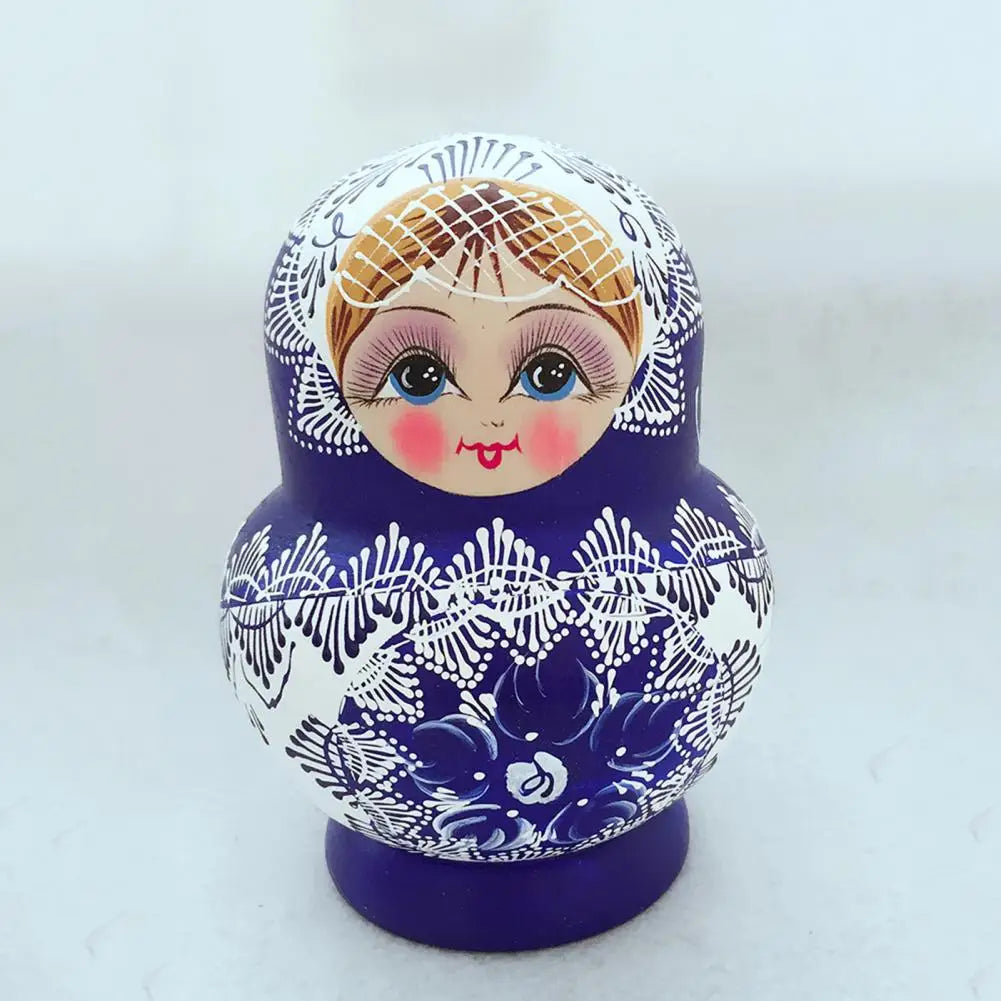 10 Stück Matrjoschka Nestpuppen – Niedliches Russisches Puppen Geschenkset | Traditionelles Holz-Design
