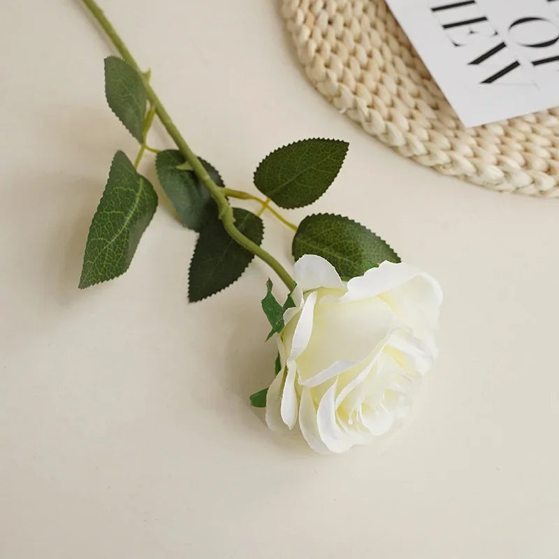 8CM Künstliche Rosen – Plastik Juana Blumenstrauß für Valentinstag, Hochzeit, Wohnzimmer & Esstisch Dekoration Kaufschwan® Weiß