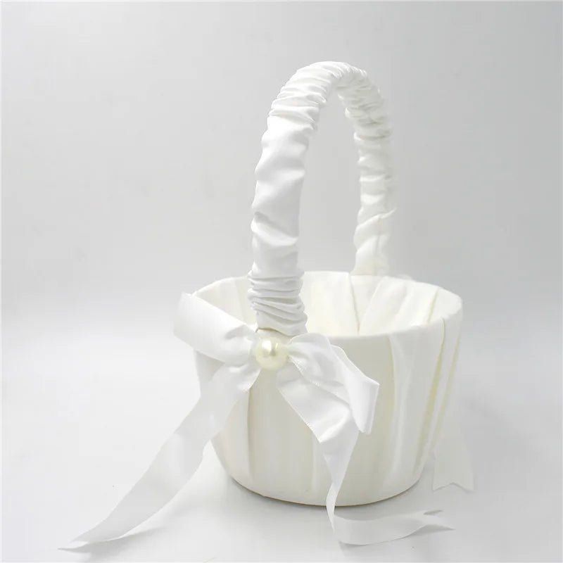 Satin Perlen Blumenkorb – Eleganter Hochzeitskorb für Blumenmädchen und Ringe Kaufschwan®