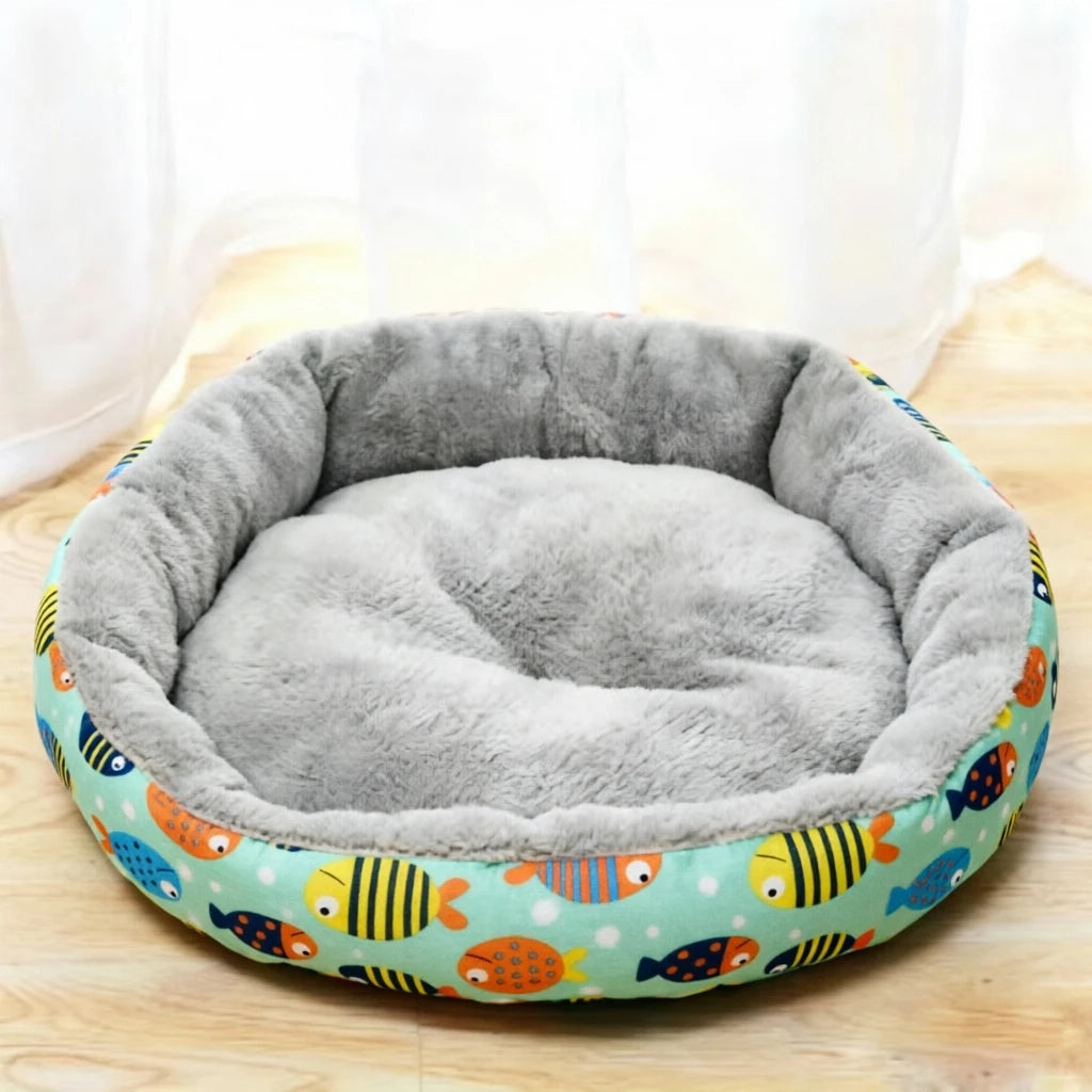 Rundes Katzennest für Katze – Niedliche Warme Schlafmatte & Kuscheliges Katzenbett Kaufschwan® Grün M